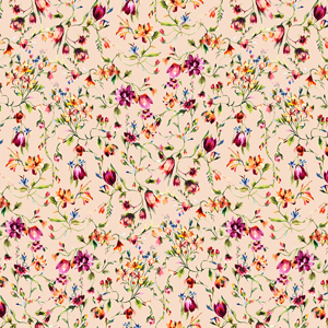 Seamless Watercolor Floral Pattern on Beige Background, Ready for Textile Prints.