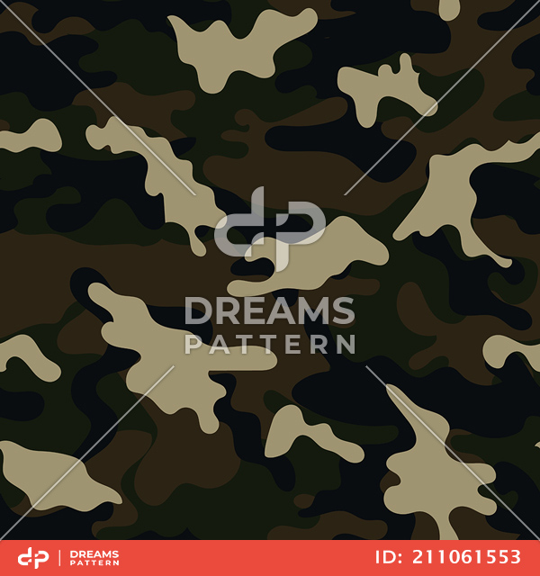 Seamless Army Camouflage, Colored Military Background Ready for Textile Prints.