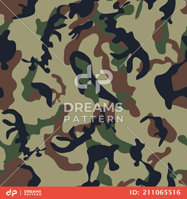 Seamless Army Camouflage, Colored Military Background Ready for Textile Prints.