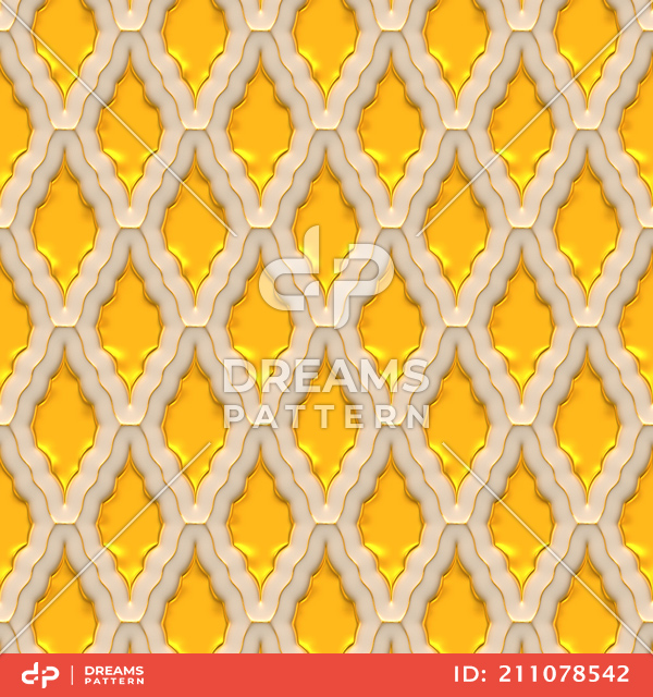 Luxury Golden Geometric Pattern, Seamless 3D Rendering Texture Ready for Textile Prints.