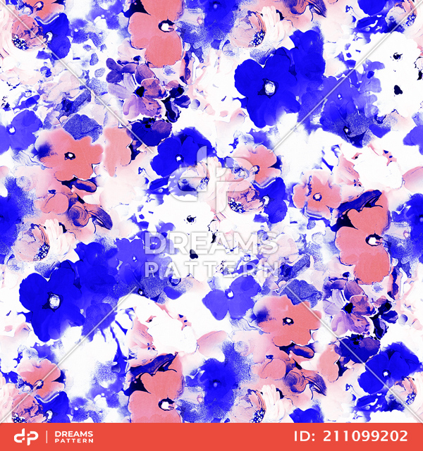 Seamless Watercolor Flowers Pattern, Colorful Background Ready for Textile Prints.