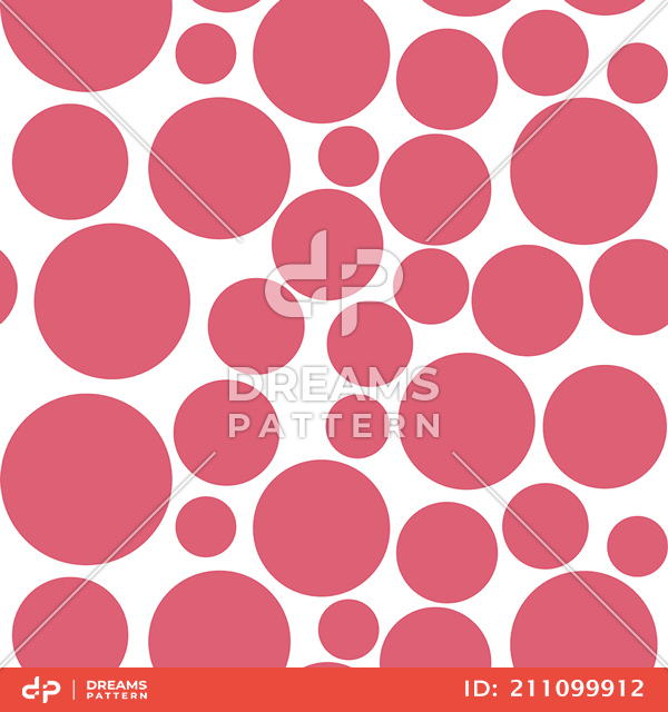 Seamless Pattern with Big Dark Pink Polka Dots on White Background.