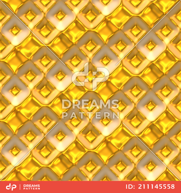 Luxury Golden Geometric Pattern, Seamless 3D Rendering Texture Ready for Textile Prints.