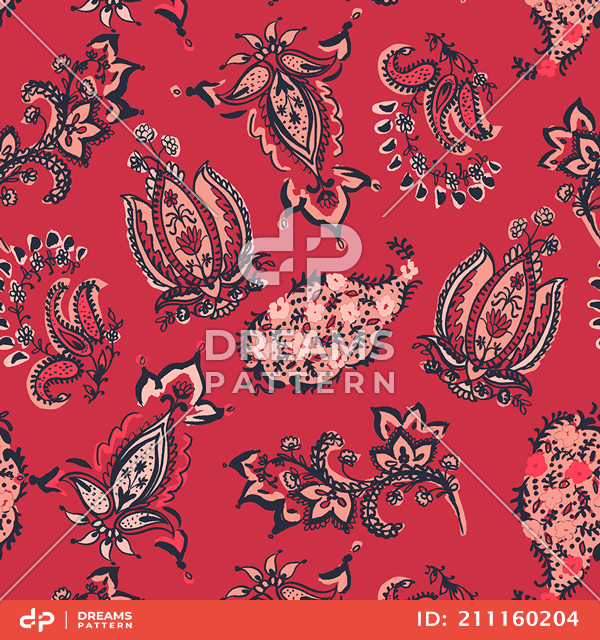 Seamless Paisley Abstract Pattern. Decorative Ethnic Design Ready for Textile Prints.