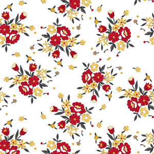 Seamless Embroidery Pattern of Flowers with Leaves Designed for Fabric Textile.