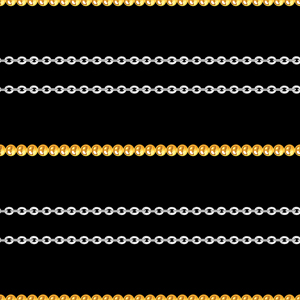 Seamless Golden and Silver Chains on Black. Repeat Design Ready for Textile Prints.