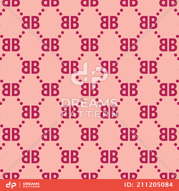 Seamless Geometric Pattern of B Letter with Dots, Designed for Textile Prints.