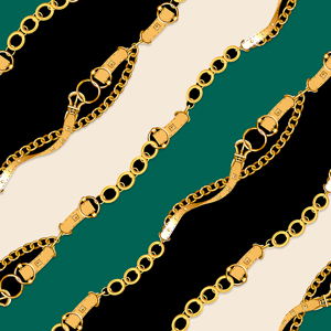 Seamless Pattern of Chains and Belts. Curved Waves, Designed with diagonal form.