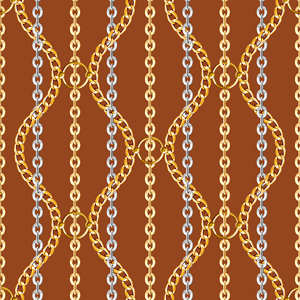 Seamless Trendy Pattern of Golden and Silver Chains Designed for Textile Prints.