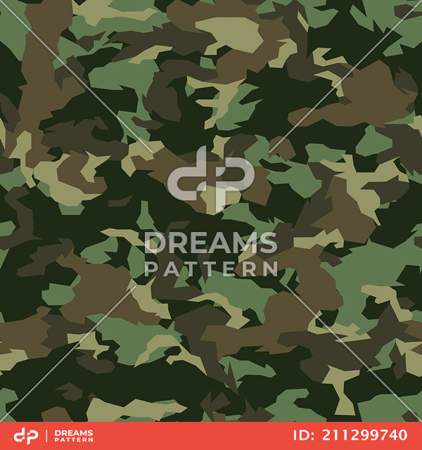 Seamless Army Camouflage, Colored Military Background Ready for Textile Prints.