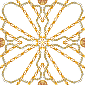 Seamless Golden Chains Pattern, on White Background. Ready for Textile Print.