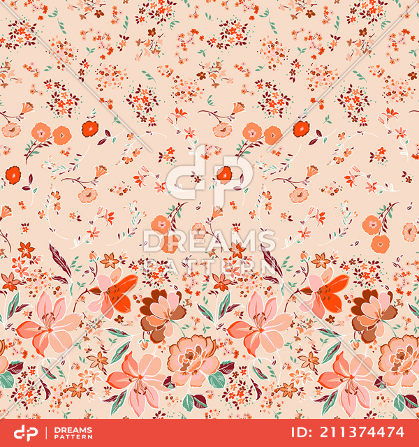 Seamless Floral Pattern Trendy Texture in Liberty Style for Cloth, Textile and Wallpaper.