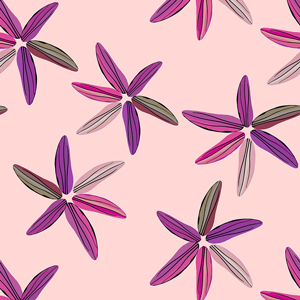 Beautiful Hand Drawn Lily Flowers, Seamless Pattern Designed on Lightpink Background.