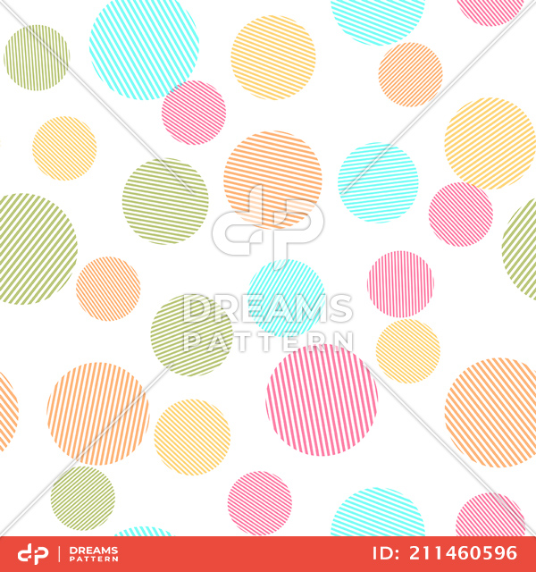 Seamless Pattern of Lined Colorful Circles, Design Ready for Textile Prints.