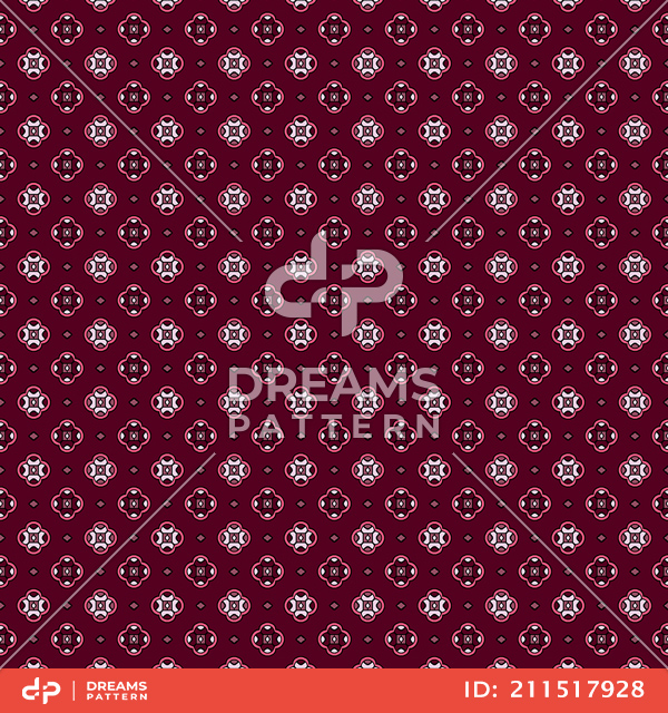 Seamless Abstract Design, Geometric Pattern on Dark Red Background.