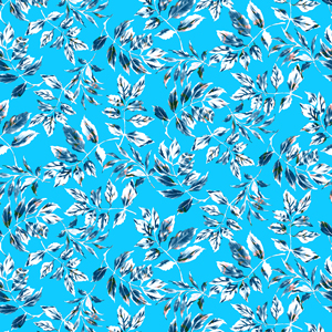 Seamless Leaves Pattern on Blue Background, Modern Style Ready for Textile Prints.