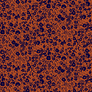 Seamless Pattern of Dark Blue Floral on Brown Background Ready for Textile Prints.