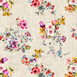 Seamless Colorful Floral Pattern, Ready for Textile Prints on Beige Background.