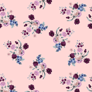 Seamless Colored Floral Pattern On Light Background, Designed for Textile Prints.