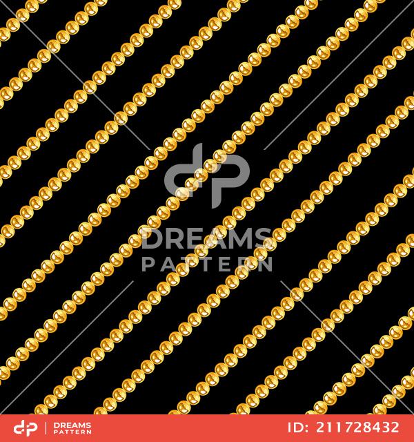 Seamless Pattern of Golden Chains Designed with diagonal form Ready for Textile Prints.