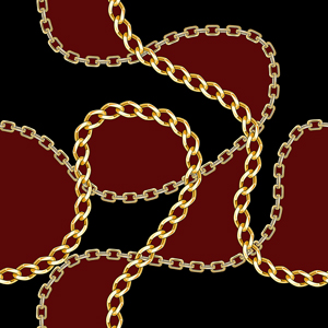 Seamless Pattern with Golden Chains on Red and Black Background.