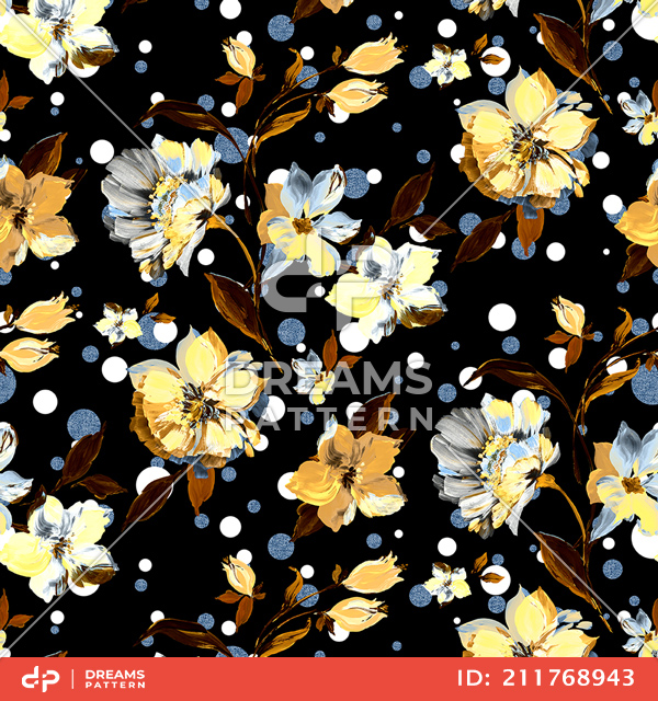 Seamless Watercolor Floral Design on White Background Ready for Textile Prints.