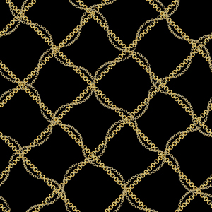 Seamless Pattern of Golden Chains Designed with diagonal form Ready for Textile Prints.