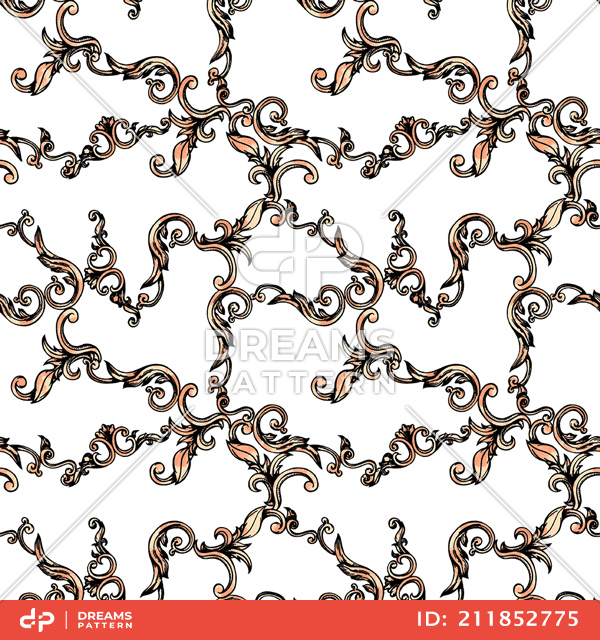 Seamless Baroque Pattern Ready for Textile Print.