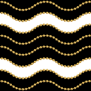 Seamless Wavy Golden Chains on Black and White. Repeat Design Ready for Textile Prints.