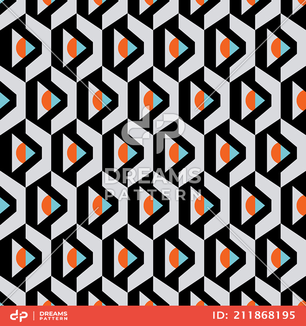 Seamless Abstract Geometric Pattern on Colored Background Ready for Textile Prints.