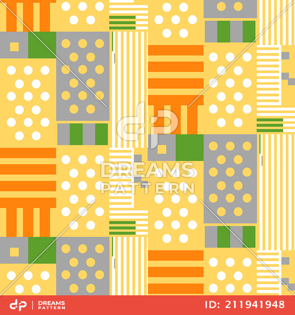 Seamless Stripes and Dots, Colored Mixed Pattern Ready for Textile Prints.