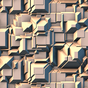 Seamless Digital Illustration Pattern, Abstract 3D Rendering Shapes Texture.