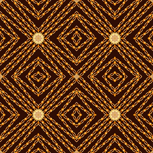 Seamless Golden Chains Pattern, on Dark Brown Background. Ready for Textile Print.