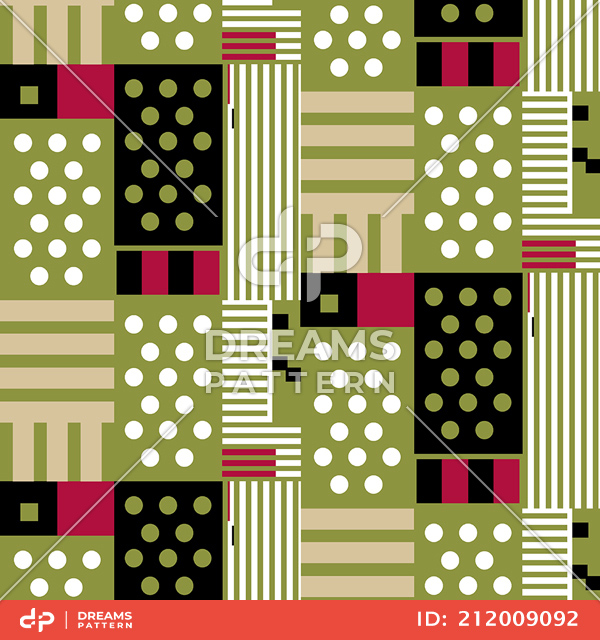 Seamless Stripes and Dots, Colored Mixed Pattern Ready for Textile Prints.