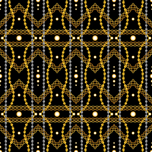 Seamless Symmetric Pattern of Golden and Silver Chains, Ready for Textile Prints.