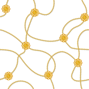 Seamless Golden Chains. Beautiful Jewelry on White Background.