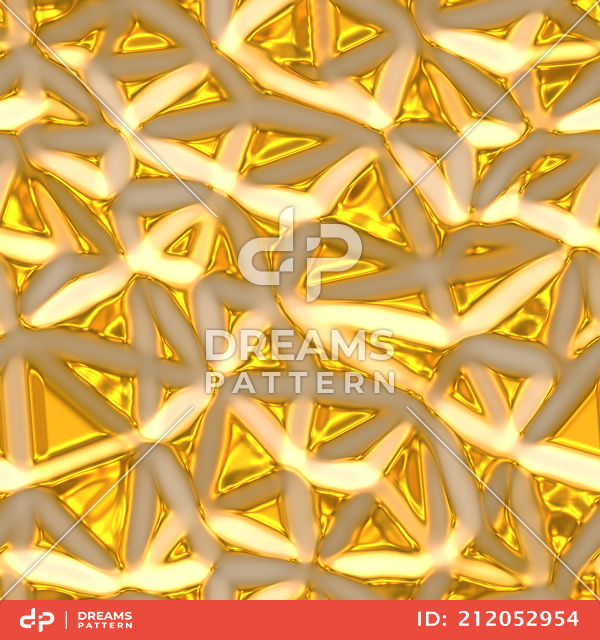 Luxury Golden Geometric Pattern, Seamless 3D Rendering Texture Ready for Textile Prints.