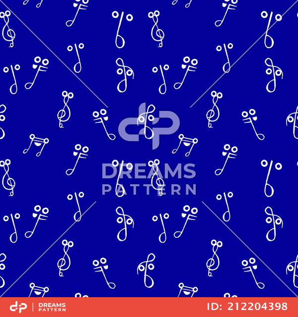 Seamless Design of Small Music Note, Repeated Pattern Ready for Textile Prints.