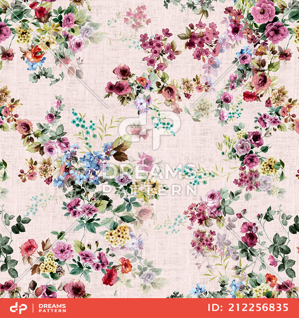 Seamless Watercolor Floral Pattern, Beautiful Small Flowers Ready for Textile Prints.