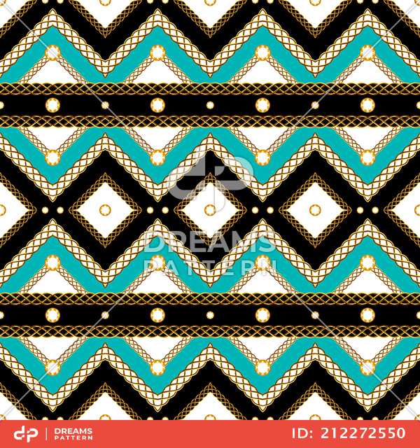 Seamless Symmetric Pattern of Golden Baroque with Motifs, Ready for Textile Prints.