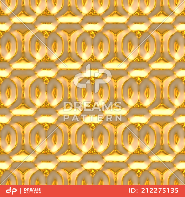 Luxury Golden Geometric Pattern, Seamless 3D Rendering Texture Ready for Textile Prints.