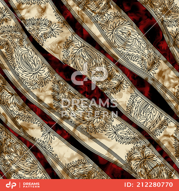 Seamless Diagonal Pattern, Paisley with Ethnic Style, Ready for Textile Prints.