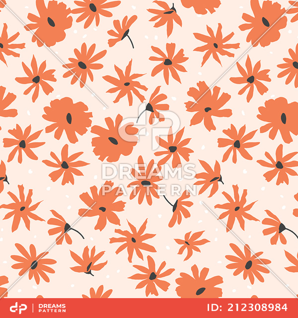 Seamless Spring Floral Daisy Pattern, Colorful Design Ready for Textile Prints.