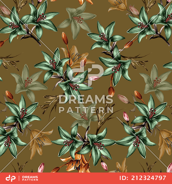 Seamless Floral Pattern with Leaves, Colorful Flowers Design Ready for Textile Prints.