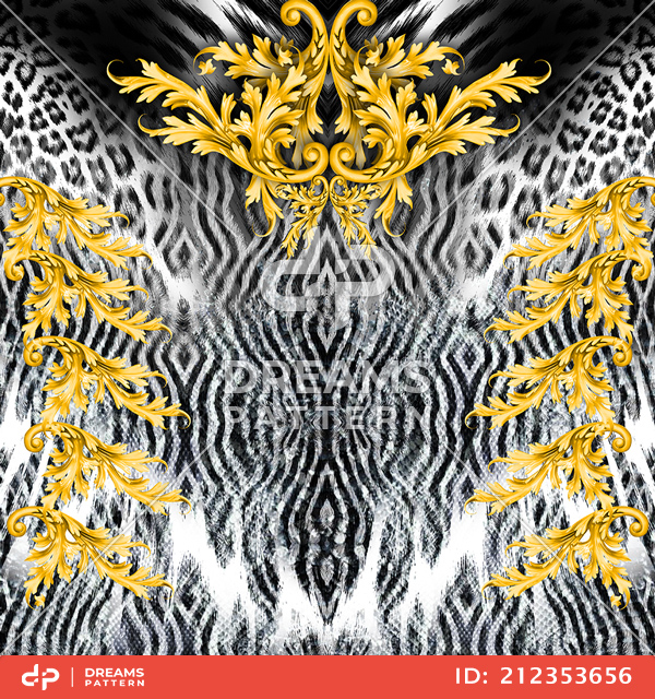 Dreams Pattern - Golden Baroque with Mixed Animal Skin Background Ready ...