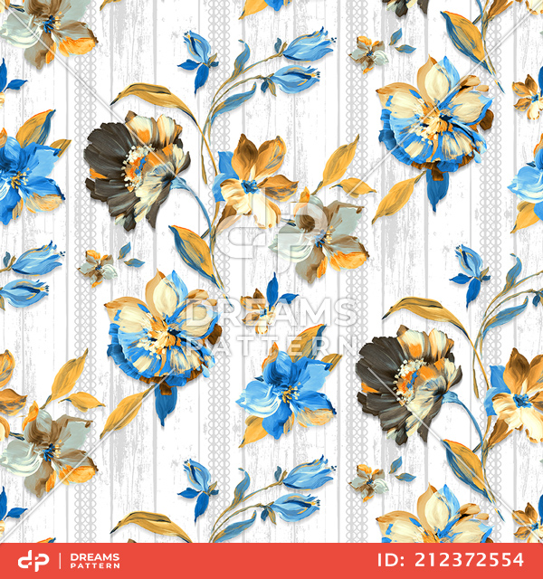 Seamless Watercolor Floral Design on White Background Ready for Textile Prints.