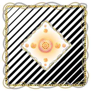 Striped Pattern with Golden and Silver Chains. Patch for Scarfs, Print, Fabric, Textile.