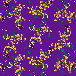 Seamless Mini Golden Flowers with Leaves, Abstract Pattern Ready for Textile Prints.