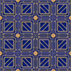 Seamless Golden Chains Pattern, on Dark Blue Background. Ready for Textile Print.