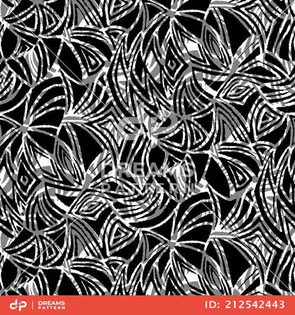 Seamless Abstract Colored Lined Pattern, Hand Drawn Shaped Design Ready for Textile Prints.